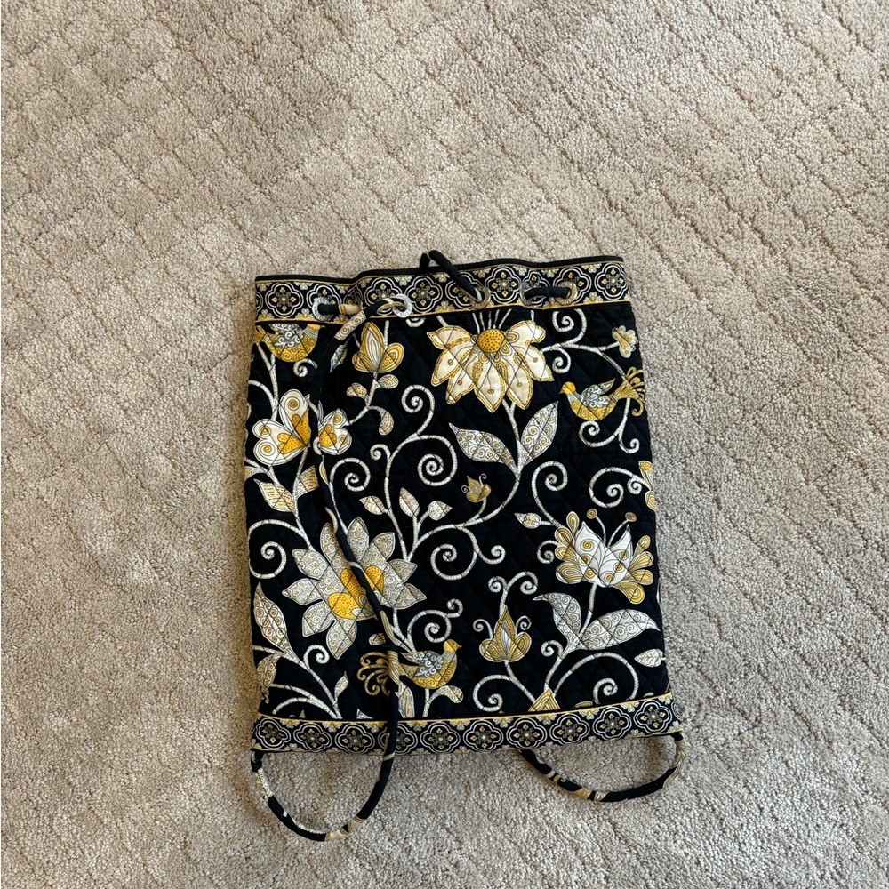 Vera Bradley Black and Yellow Drawstring Bag